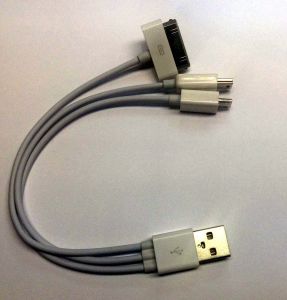 Universal-Ladekabel  USB / Apple Samsung Dock + Lightning + Micro USB